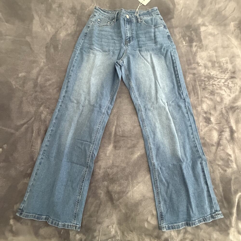 FUNUCA Women’s High Waisted Wide Leg Jeans Light Wash Denim Size 6 NWT